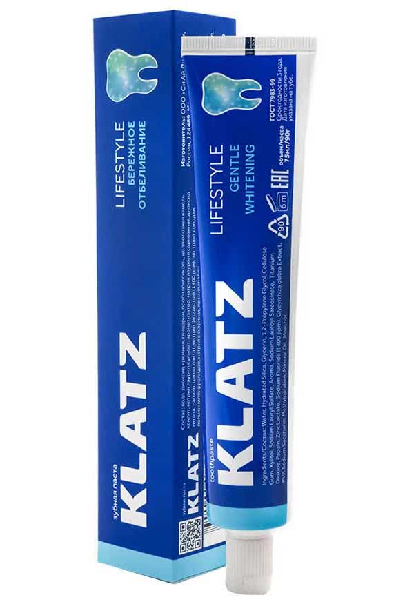 Зубная паста Klatz Lifestyle Бережное отбеливание 75 мл
Зубная паста Klatz Lifestyle Бережное отбеливание 75 мл