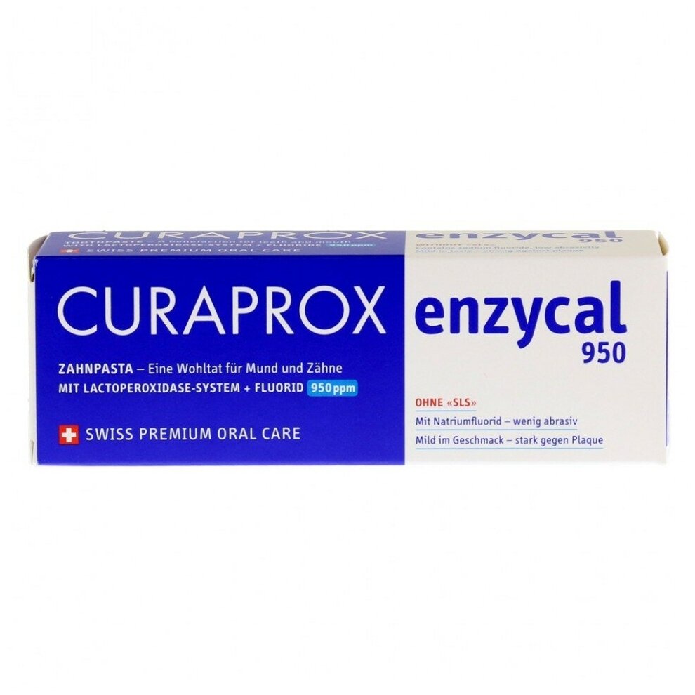 Паста зубная Curaprox Enzycal 950 туба 75 мл
Паста зубная Curaprox Enzycal 950 туба 75 мл