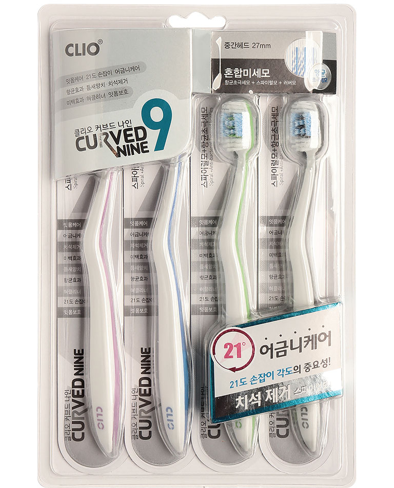 Зубная щетка набор 4шт Clio Curved nine Toothbrush 4
Зубная щетка набор 4шт Clio Curved nine Toothbrush 4