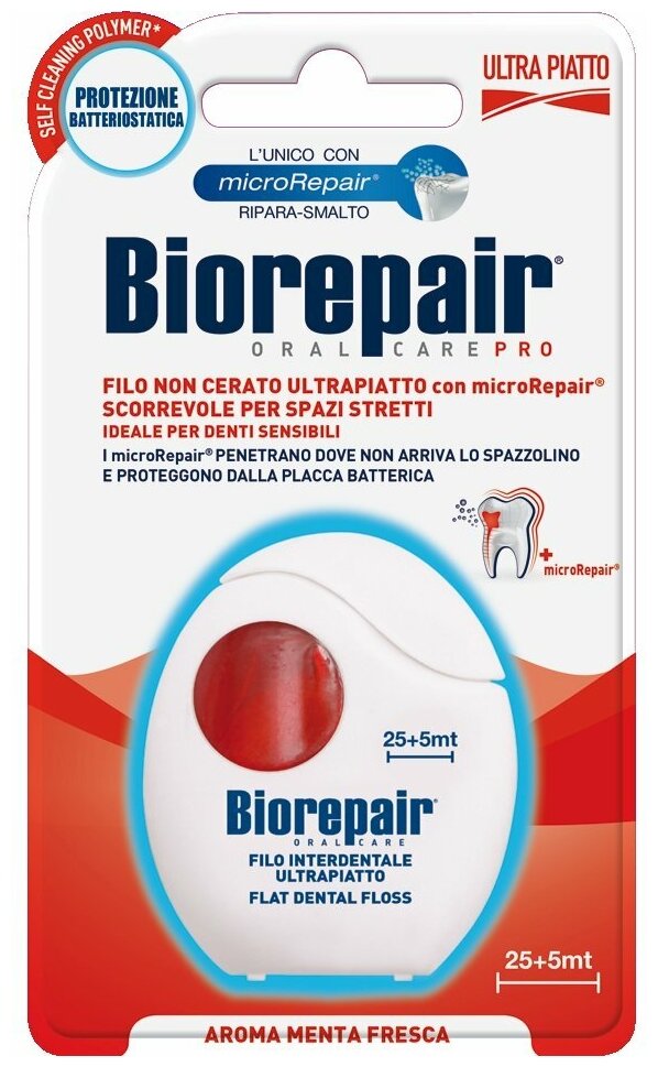 Ультраплоская зубная нить Biorepair без воска для чувствитвительных зубов 30м Ultra-Flat Waxed Floss
Ультраплоская зубная нить Biorepair без воска для чувствитвительных зубов 30м Ultra-Flat Waxed Floss