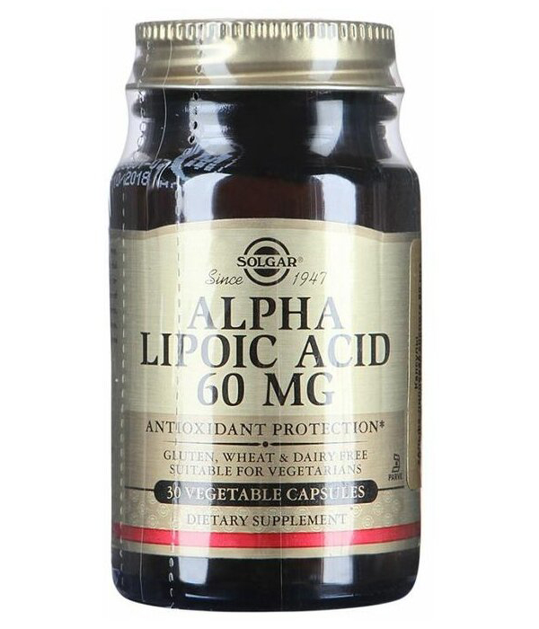 СОЛГАР Альфа-липоевая кислота капс. №30 (БАД
СОЛГАР Альфа-липоевая кислота капс. №30 (БАД