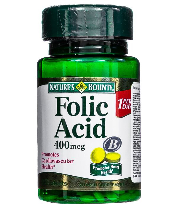 НЭЙЧЕС БАУНТИ Фолиевая кислота 400мкг таб. №100 (БАД)
НЭЙЧЕС БАУНТИ Фолиевая кислота 400мкг таб. №100 (БАД)