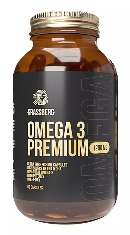 Grassberg Omega 3 Premium 60% 1200 mg 90 капсул
Grassberg Omega 3 Premium 60% 1200 mg 90 капсул