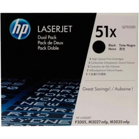 Картридж HP Q7551XD для HP LJ P3005/M3035/M3027, черный
Картридж HP Q7551XD для HP LJ P3005/M3035/M3027, черный