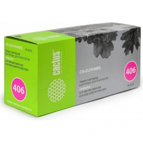 Картридж Cactus CS-CLT-K406S для Samsung CLP-360/365/CLX-3300/3305, черный
Картридж Cactus CS-CLT-K406S для Samsung CLP-360/365/CLX-3300/3305, черный