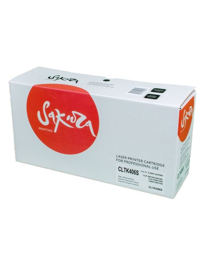 Картридж SAKURA CLTK406S для Samsung CLP-360/365/366/368, CLX-3300/3305/3306/3186/318, черный, 1500 к.
Картридж SAKURA CLTK406S для Samsung CLP-360/365/366/368, CLX-3300/3305/3306/3186/318, черный, 1500 к.