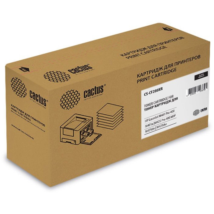 Тонер Картридж Cactus CS-CF280XR черный (6900стр.) для HP LJ Pro 400/M401/M425
Тонер Картридж Cactus CS-CF280XR черный (6900стр.) для HP LJ Pro 400/M401/M425