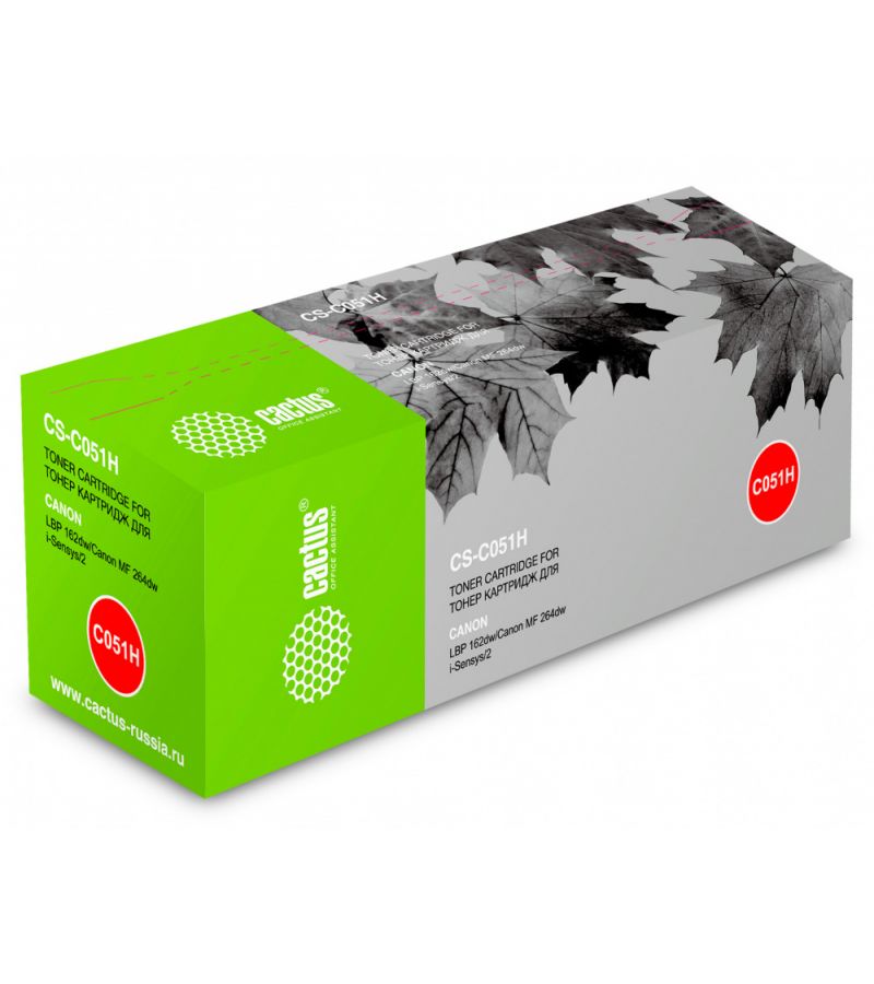 Тонер Картридж Cactus CS-C051H для Canon LBP 162dw/MF 264dw/267dw/269dw черный (4100стр.)
Тонер Картридж Cactus CS-C051H для Canon LBP 162dw/MF 264dw/267dw/269dw черный (4100стр.)
