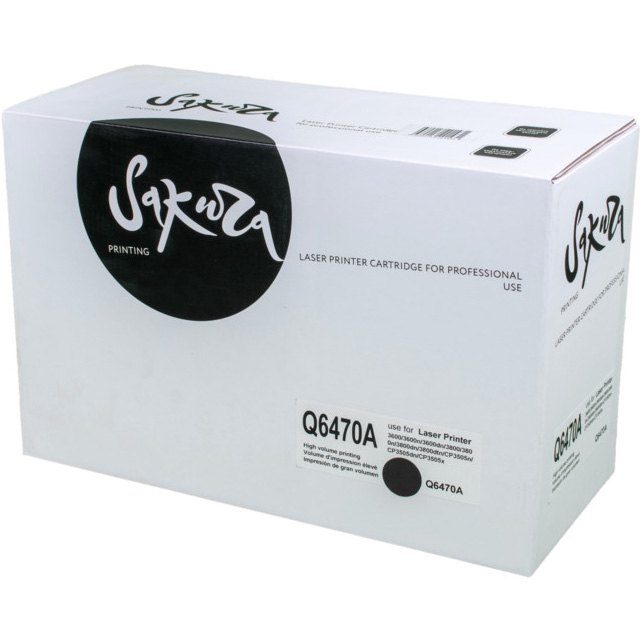 Картридж SAKURA Q6470A для HPColor LaserJet 3600/3600n/3600dn/3800/3800n/3800dn/3800dtn/CP3505n/CP3505dn/CP3505x, черный, 6000 к.
Картридж SAKURA Q6470A для HPColor LaserJet 3600/3600n/3600dn/3800/3800n/3800dn/3800dtn/CP3505n/CP3505dn/CP3505x, черный, 6000 к.