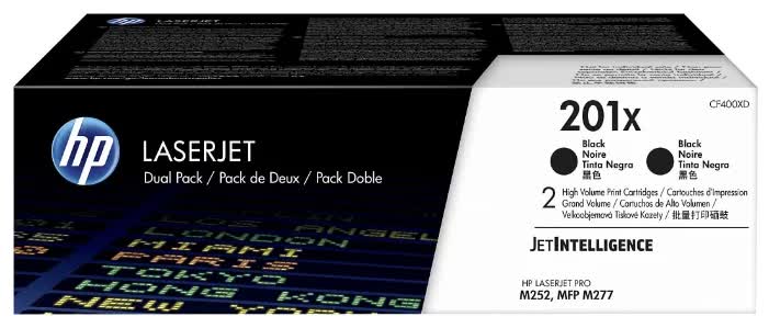 Картридж HP CF400XD двойной черный увеличенной емкости HP 201A для LaserJet M252/277
Картридж HP CF400XD двойной черный увеличенной емкости HP 201A для LaserJet M252/277