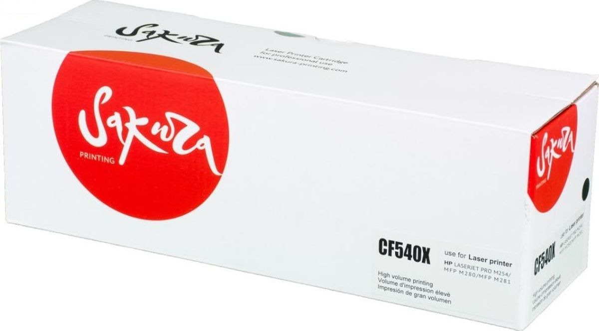 Картридж SAKURA CF540X (203X) для HP M254, MFP M280/281, черный, 3 200 к.
Картридж SAKURA CF540X (203X) для HP M254, MFP M280/281, черный, 3 200 к.