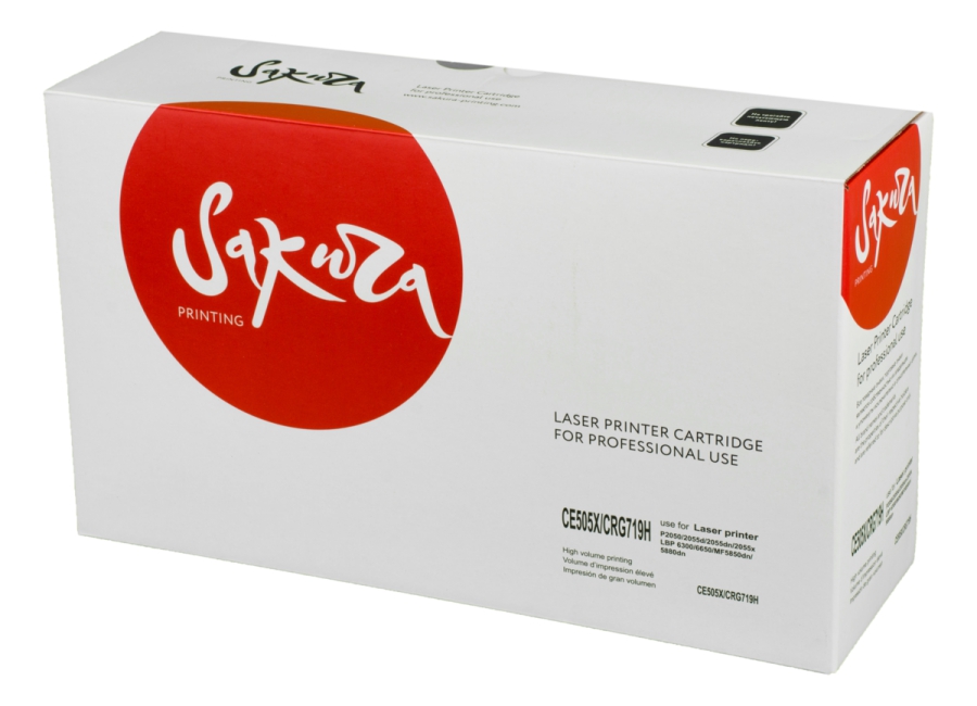 Картридж SAKURA CE505X/CRG719H HP LaserJet P2050/2055d/2055dn/2055x, Сanon LBP 6300dn/6650dn, MF 5840dn/5880dn, MF-6140DN,5940DN черный, 6400 к.
Картридж SAKURA CE505X/CRG719H HP LaserJet P2050/2055d/2055dn/2055x, Сanon LBP 6300dn/6650dn, MF 5840dn/5880dn, MF-6140DN,5940DN черный, 6400 к.