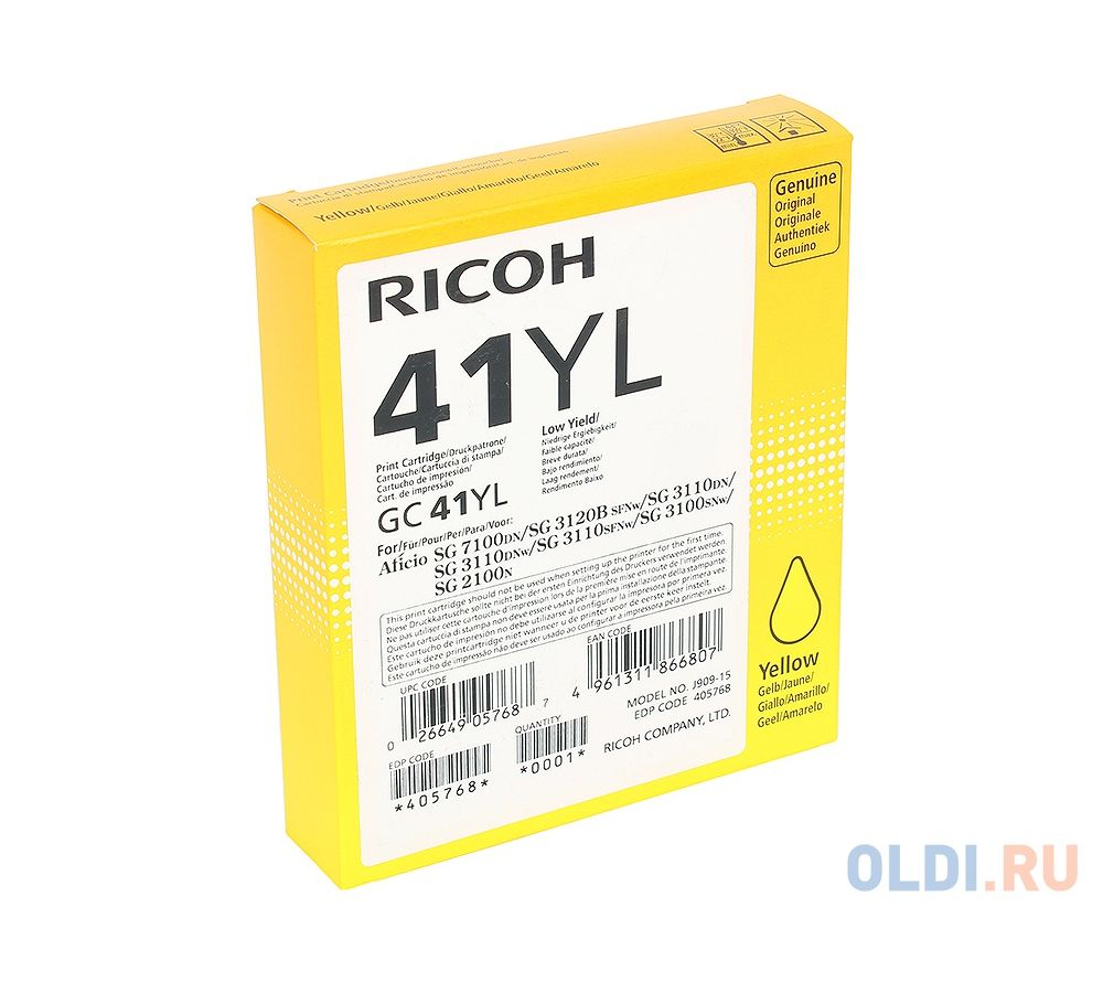 Принт-картридж тип GC 41YL (0.6K) желтый Aficio SG 2100N/3110DN/3110DNw/3100SNw/3110SFNw/7100DN
Принт-картридж тип GC 41YL (0.6K) желтый Aficio SG 2100N/3110DN/3110DNw/3100SNw/3110SFNw/7100DN
