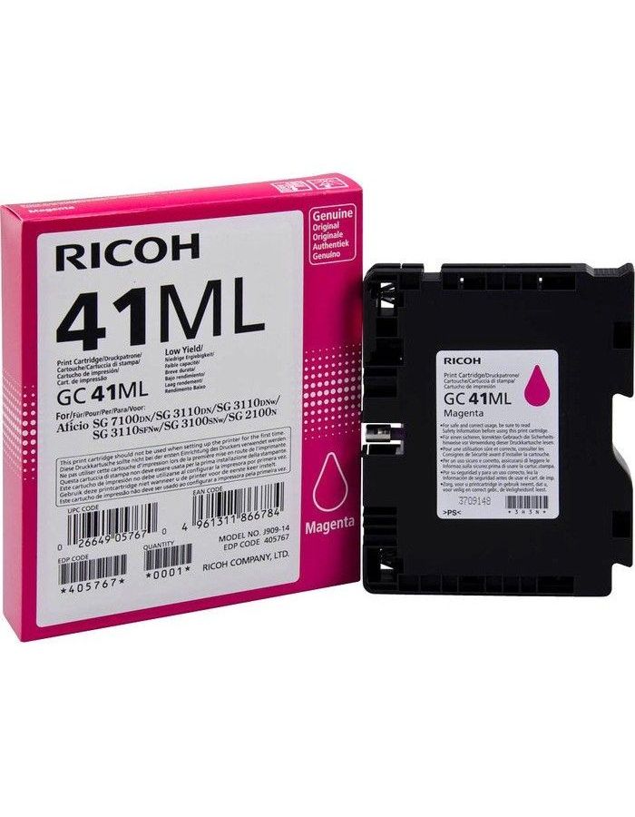 Принт-картридж тип GC 41МL (0.6K) пурпурный Aficio SG 2100N/3110DN/3110DNw/3100SNw/3110SFNw/7100DN
Принт-картридж тип GC 41МL (0.6K) пурпурный Aficio SG 2100N/3110DN/3110DNw/3100SNw/3110SFNw/7100DN