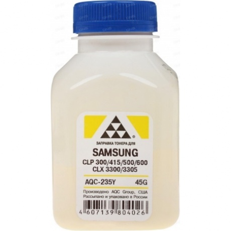 Тонер AQC для SAMSUNG CLP 300/315/320/325/360/415/500/510/600/610/660/CLX3300/3305 Yellow (фл. 45г)
Тонер AQC для SAMSUNG CLP 300/315/320/325/360/415/500/510/600/610/660/CLX3300/3305 Yellow (фл. 45г)