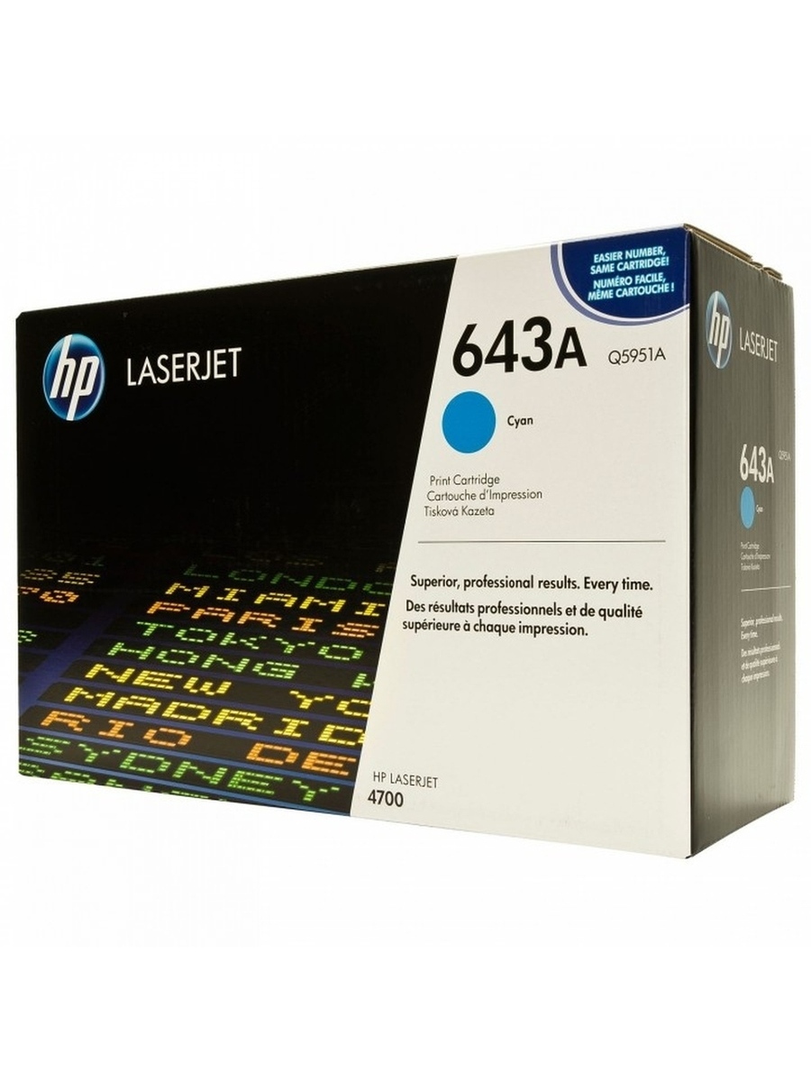 Картридж лазерный HP 643A (Q5951A) голубой
Картридж лазерный HP 643A (Q5951A) голубой