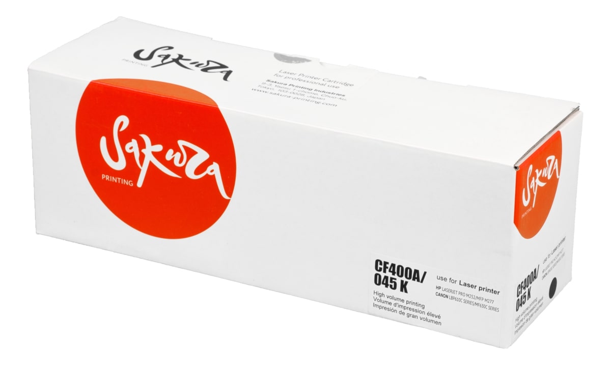 Картридж SAKURA CF400A/045BK для HP и Canon, черный, 1 400к.
Картридж SAKURA CF400A/045BK для HP и Canon, черный, 1 400к.