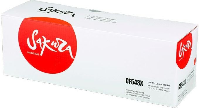 Картридж SAKURA CF543X (203X) для HP M254, MFP M280/281, пурпурный, 2 500 к.
Картридж SAKURA CF543X (203X) для HP M254, MFP M280/281, пурпурный, 2 500 к.