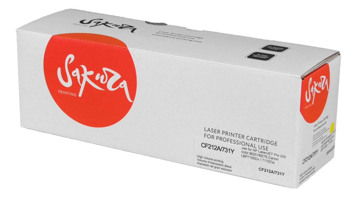 Картридж SAKURA CF212A/731Y для HP, Canon, желтый, 1800 к. LJ M276/LJ M251
Картридж SAKURA CF212A/731Y для HP, Canon, желтый, 1800 к. LJ M276/LJ M251