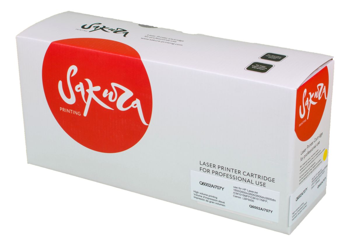Картридж SAKURA Q6002A/707Y для HP, Canon, желтый, 2000 к. LJ 1600/LJ 2600n/LJ 2605/LJ 2605dn/LJ 2605dtn/CM1015MFP/CM1017MFP
Картридж SAKURA Q6002A/707Y для HP, Canon, желтый, 2000 к. LJ 1600/LJ 2600n/LJ 2605/LJ 2605dn/LJ 2605dtn/CM1015MFP/CM1017MFP