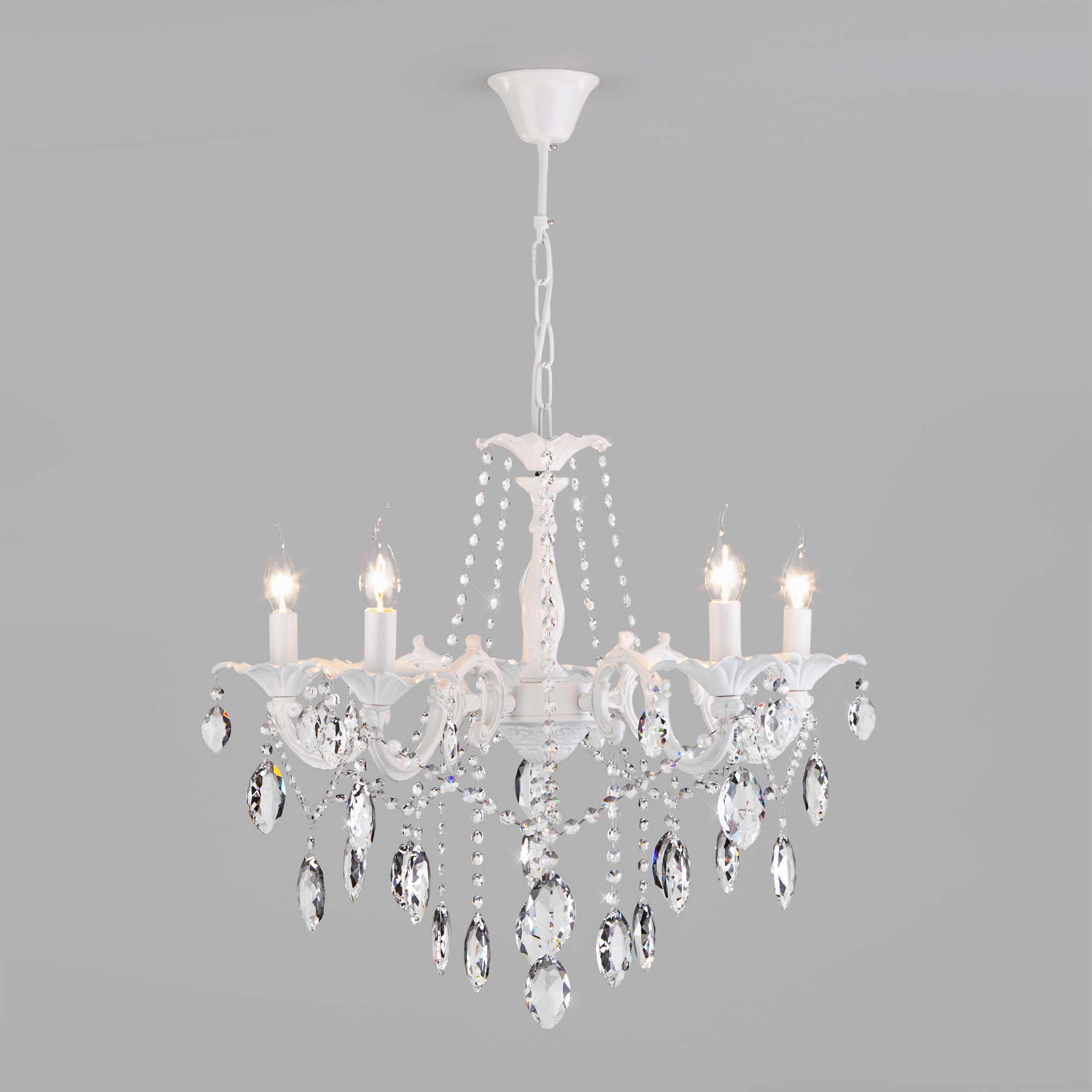 Люстра Евросвет 10108/5 белый/прозрачный хрусталь Strotskis
Люстра Евросвет 10108/5 белый/прозрачный хрусталь Strotskis