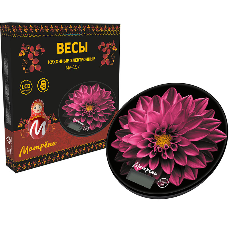 Весы кухонные электронные Матрёна МА-197 Пурпурный цветок
Весы кухонные электронные Матрёна МА-197 Пурпурный цветок