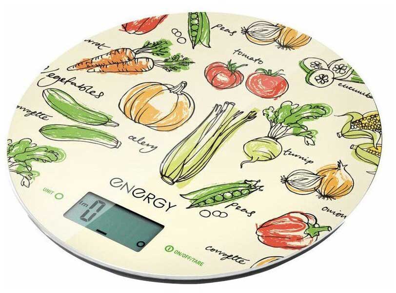 Весы кухонные электронные Energy EN-403 (овощи) круглые, Бежевый
Весы кухонные электронные Energy EN-403 (овощи) круглые, Бежевый