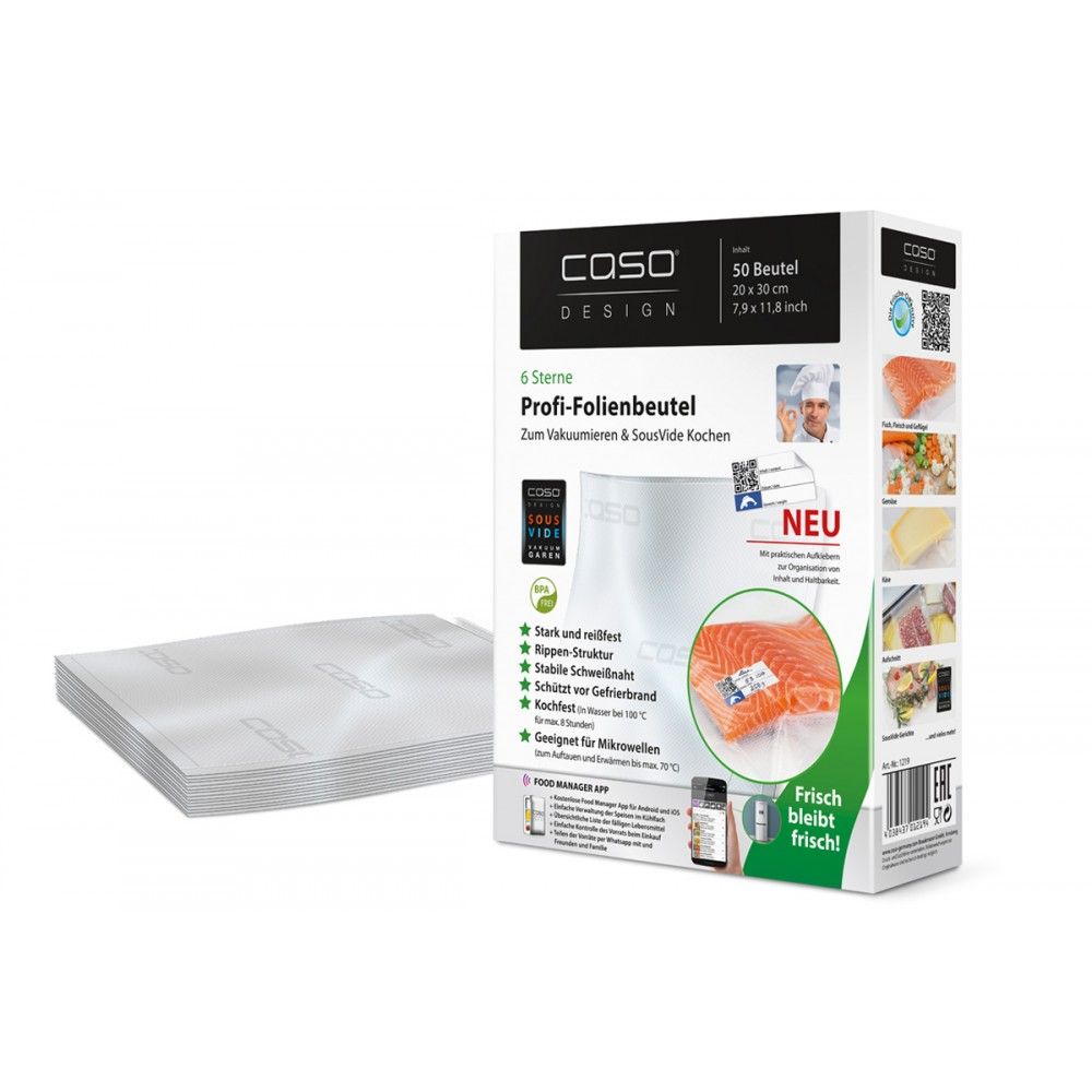 Пакеты для вакуумного упаковщика Caso VC 20x30
Пакеты для вакуумного упаковщика Caso VC 20x30