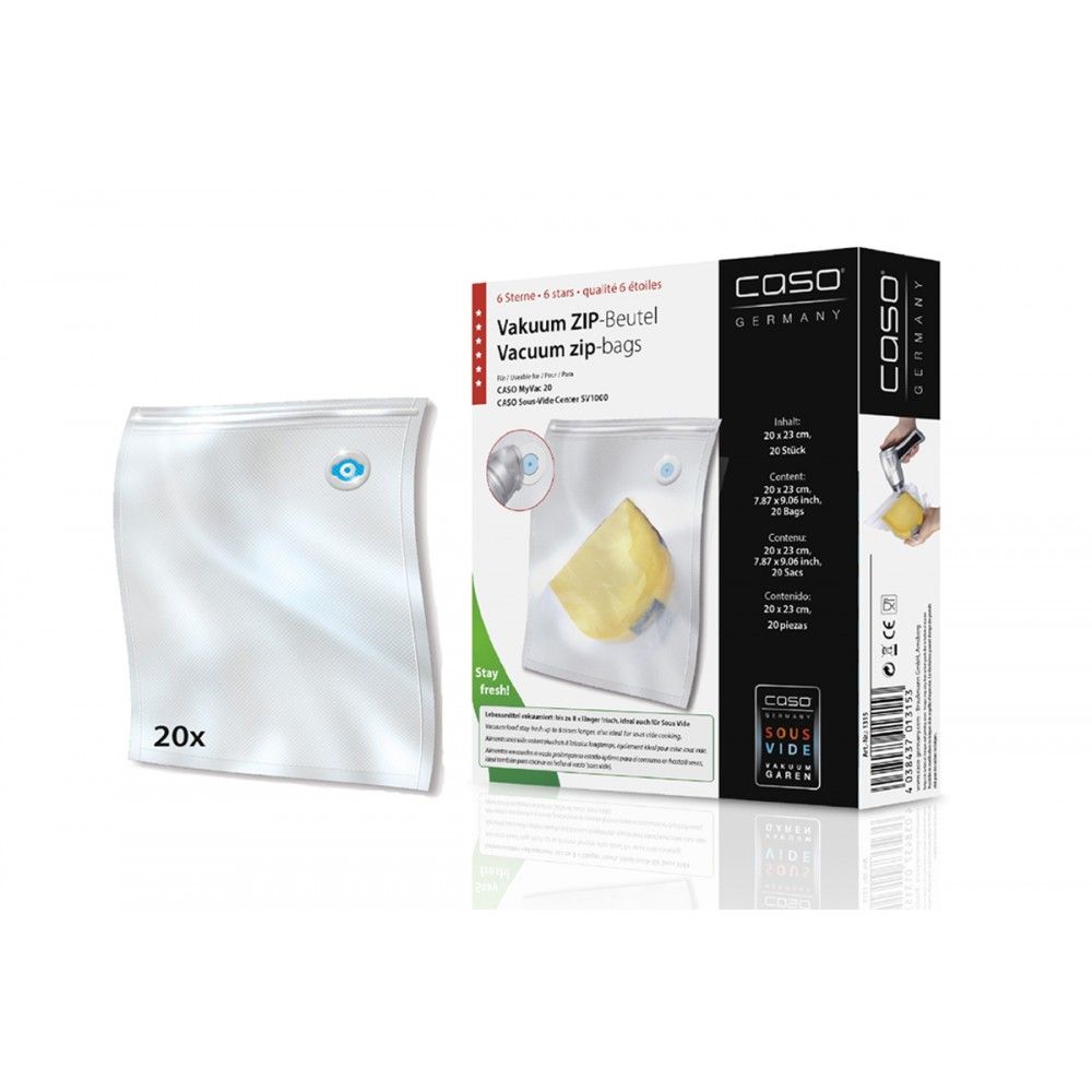 Пакеты для вакуумного упаковщика Caso ZIP VC 20x23
Пакеты для вакуумного упаковщика Caso ZIP VC 20x23