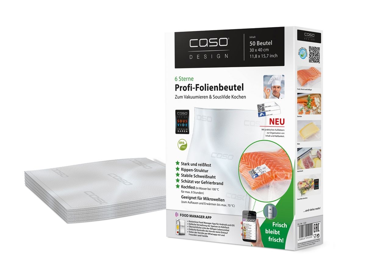 Пакеты для вакуумного упаковщика Caso 30x40см (50шт)
Пакеты для вакуумного упаковщика Caso 30x40см (50шт)