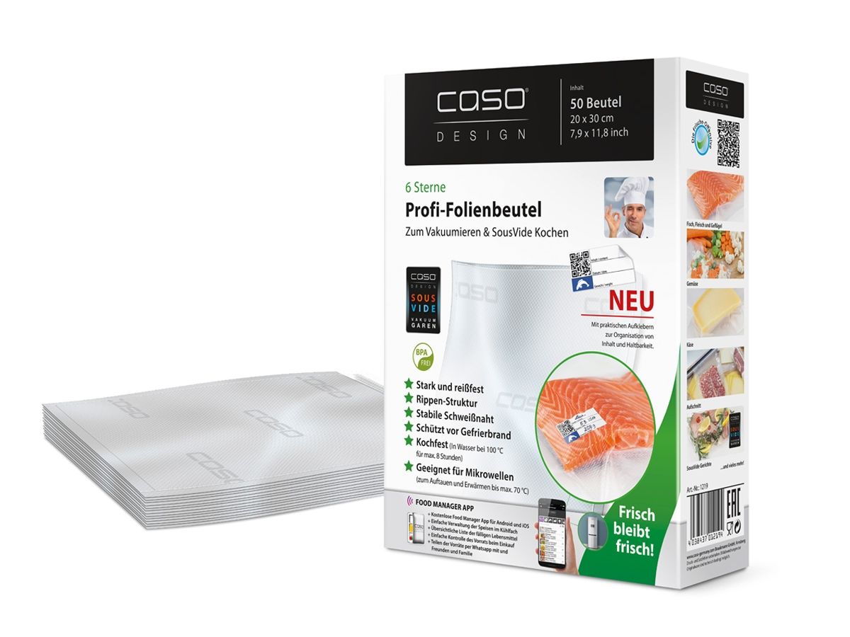 Пакеты для вакуумного упаковщика Caso 20x30см (50шт)
Пакеты для вакуумного упаковщика Caso 20x30см (50шт)