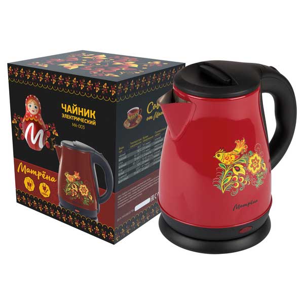 Чайник электрический МАТРЁНА MA-003 электрический (1,7 л) стальной бордовый хохлома
Чайник электрический МАТРЁНА MA-003 электрический (1,7 л) стальной бордовый хохлома