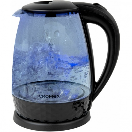 Чайник электрический CROMEX KT-308, 1,8л, 1500Вт, стекло, черный, 455150
Чайник электрический CROMEX KT-308, 1,8л, 1500Вт, стекло, черный, 455150