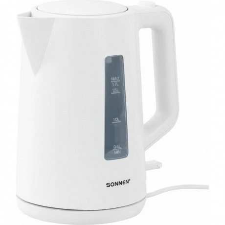 Чайник электрический Sonnen KT-1303, 1,7л, 2200Вт, пластик, белый, двойные стенки
Чайник электрический Sonnen KT-1303, 1,7л, 2200Вт, пластик, белый, двойные стенки