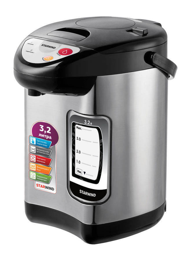 Термопот Starwind STP2232 черный/серебристый
Термопот Starwind STP2232 черный/серебристый