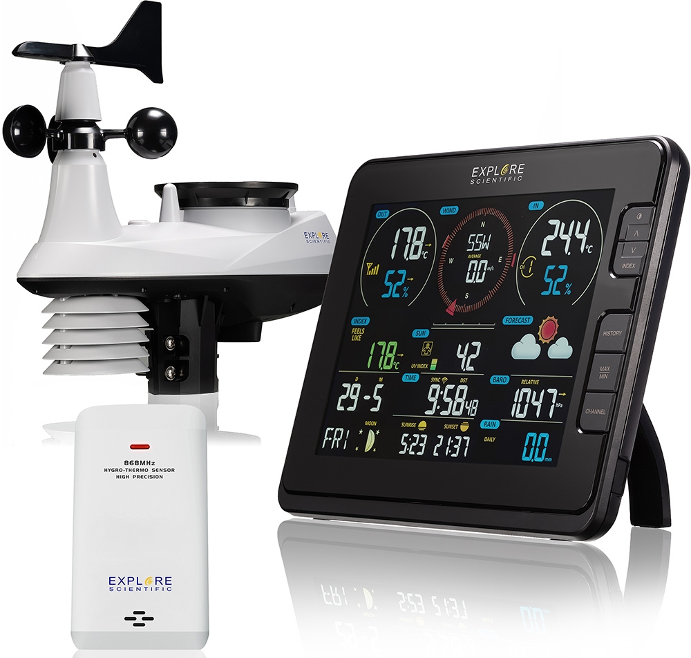 Метеостанция Explore Scientific «7 в 1» Wi-Fi, профессиональная, черная
Метеостанция Explore Scientific «7 в 1» Wi-Fi, профессиональная, черная