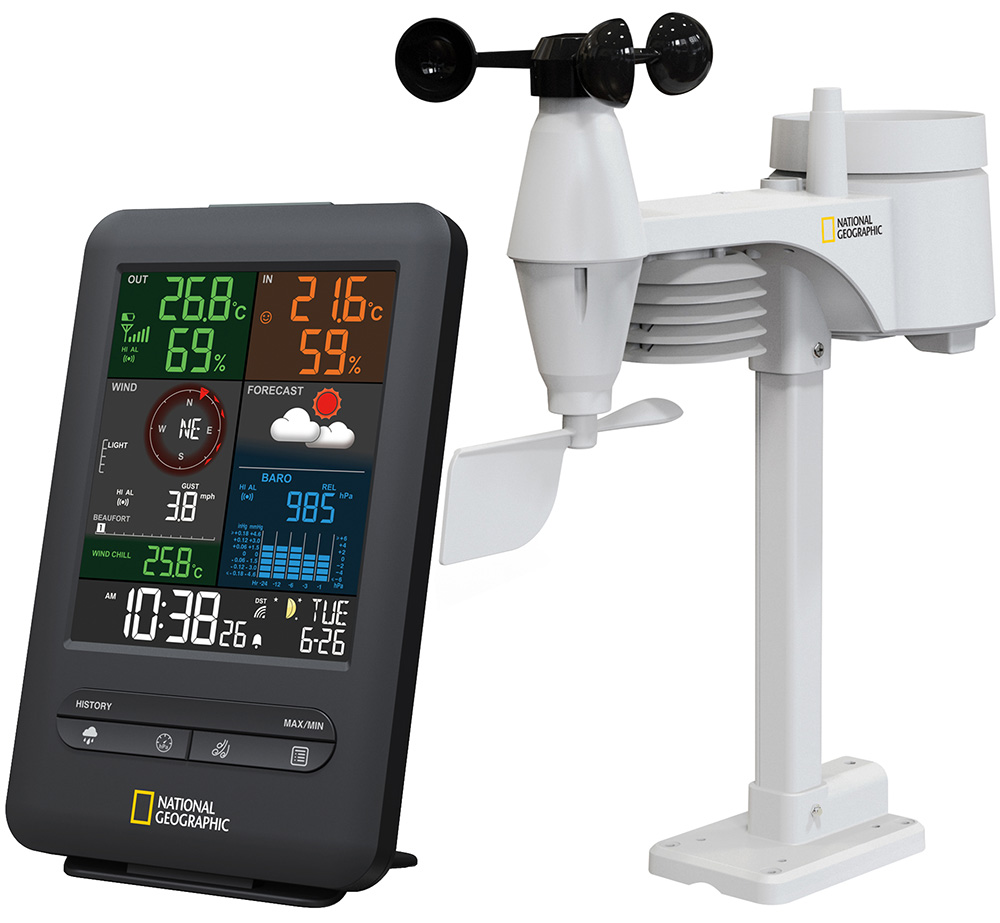Метеостанция Bresser National Geographic «5 в 1» с цветным экраном
Метеостанция Bresser National Geographic «5 в 1» с цветным экраном