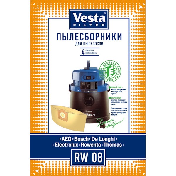 Пылесборники Vesta Filter RW 08 (4пылесбор.)
Пылесборники Vesta Filter RW 08 (4пылесбор.)