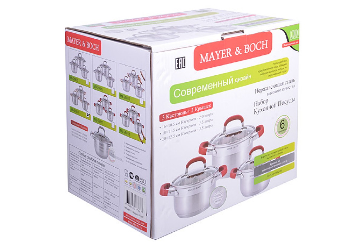 Набор кастрюль Mayer&Boch MB-28818
Набор кастрюль Mayer&Boch MB-28818