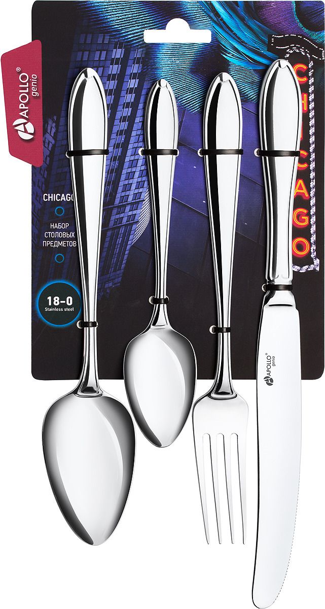 Набор столовых приборов APOLLO genio Chicago 4 пр
Набор столовых приборов APOLLO genio Chicago 4 пр