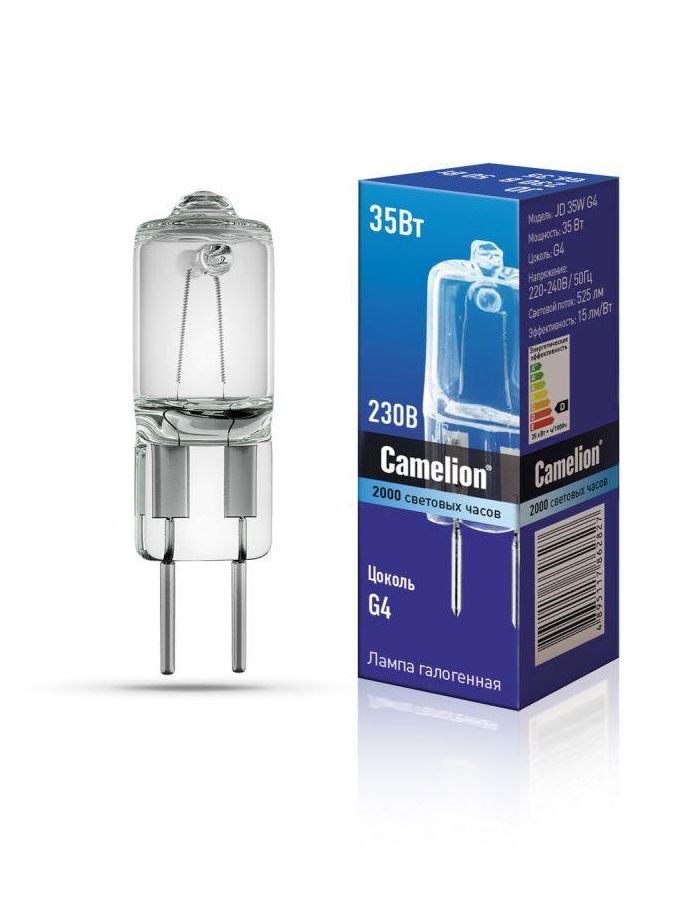 Лампа галогенная JD 35Вт капсула g4 2850К 240В Camelion 10406
Лампа галогенная JD 35Вт капсула g4 2850К 240В Camelion 10406