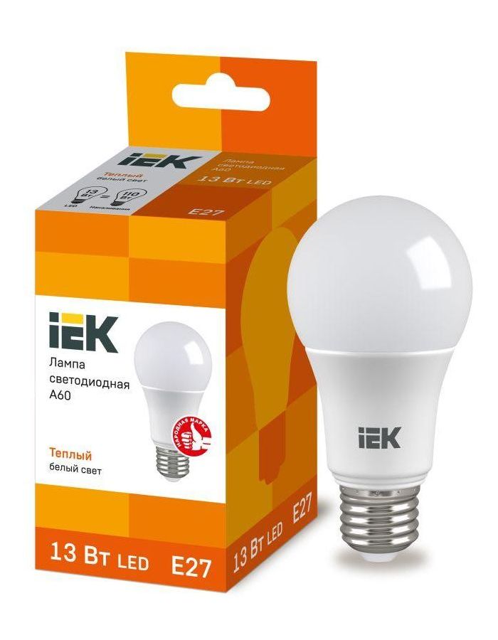 Лампа светодиодная ECO A60 13Вт грушевидная 230В 3000К E27 ИЭК LLE-A60-13-230-30-E27, Белый
Лампа светодиодная ECO A60 13Вт грушевидная 230В 3000К E27 ИЭК LLE-A60-13-230-30-E27, Белый