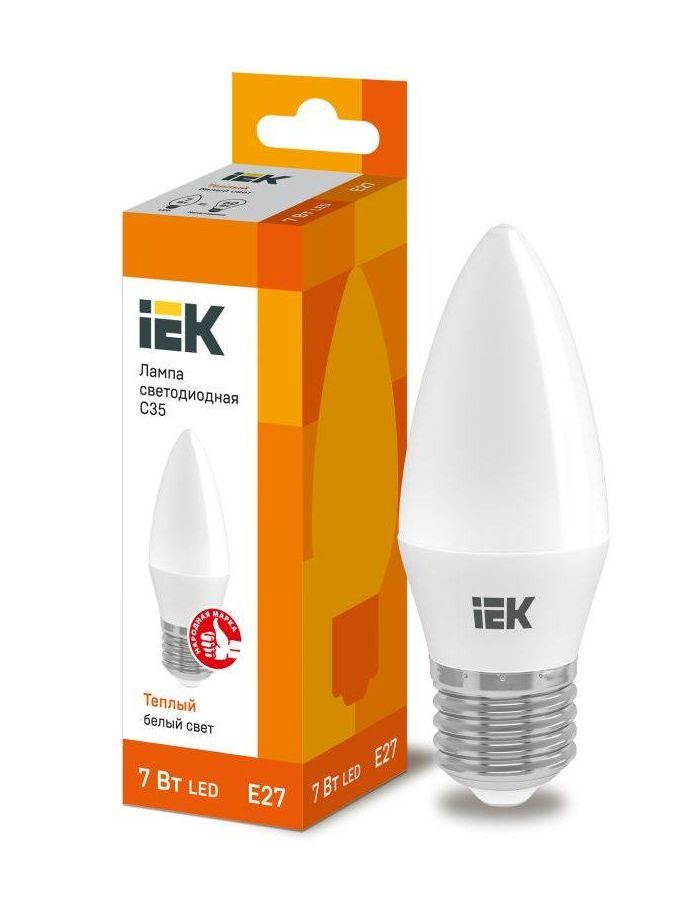 Лампа светодиодная ECO C35 7Вт свеча 3000К E27 230В ИЭК LLE-C35-7-230-30-E27, Белый
Лампа светодиодная ECO C35 7Вт свеча 3000К E27 230В ИЭК LLE-C35-7-230-30-E27, Белый