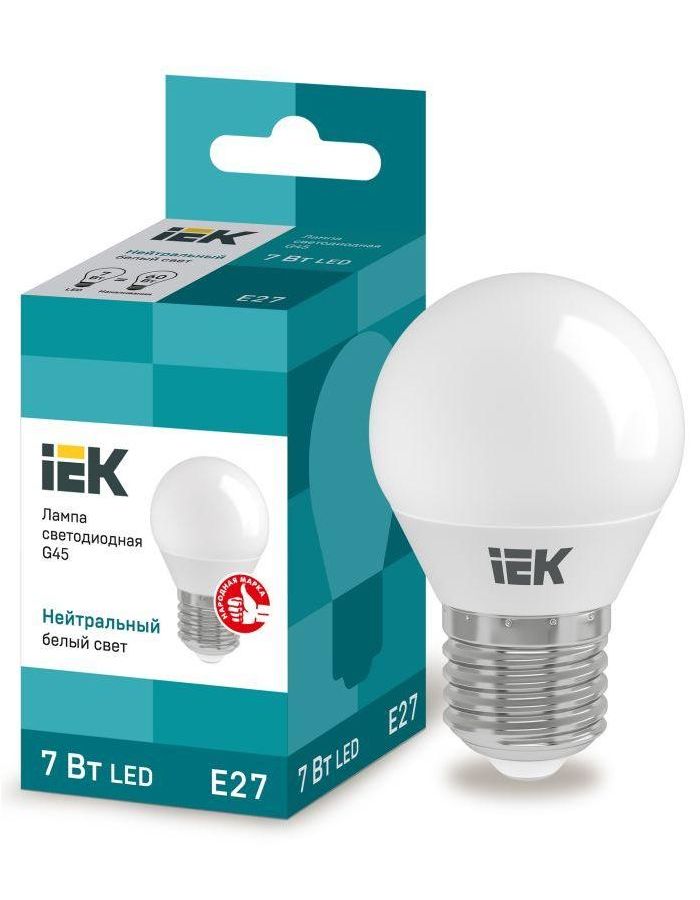 Лампа светодиодная ECO G45 7Вт шар 4000К бел. E27 630лм 230-240В ИЭК LLE-G45-7-230-40-E27, Белый
Лампа светодиодная ECO G45 7Вт шар 4000К бел. E27 630лм 230-240В ИЭК LLE-G45-7-230-40-E27, Белый