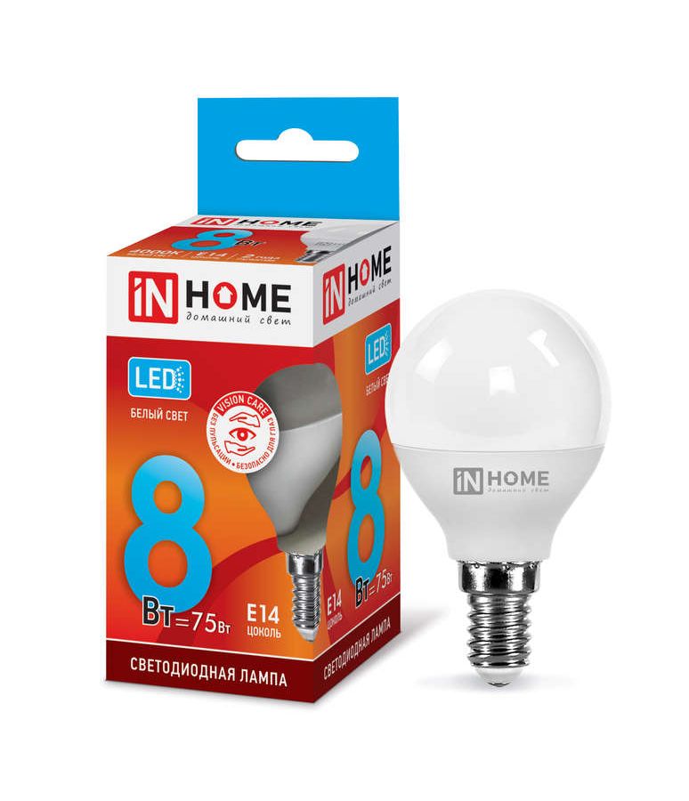Лампа светодиодная LED-ШАР-VC 8Вт 230В E14 4000К 720лм IN HOME 4690612020556
Лампа светодиодная LED-ШАР-VC 8Вт 230В E14 4000К 720лм IN HOME 4690612020556