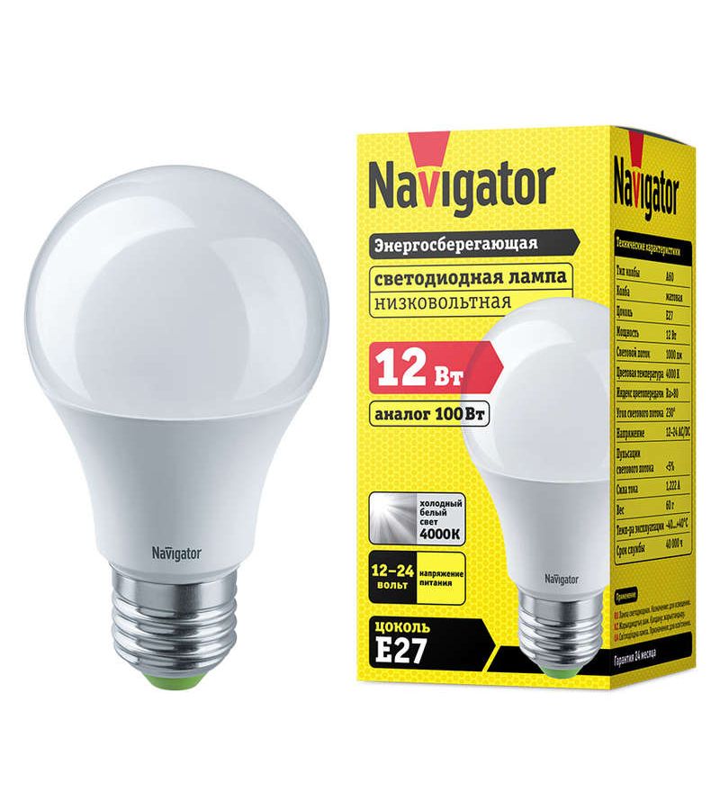 Лампа светодиодная 61 477 NLL-A60-12-12/24-4K-E27 Navigator 61477
Лампа светодиодная 61 477 NLL-A60-12-12/24-4K-E27 Navigator 61477