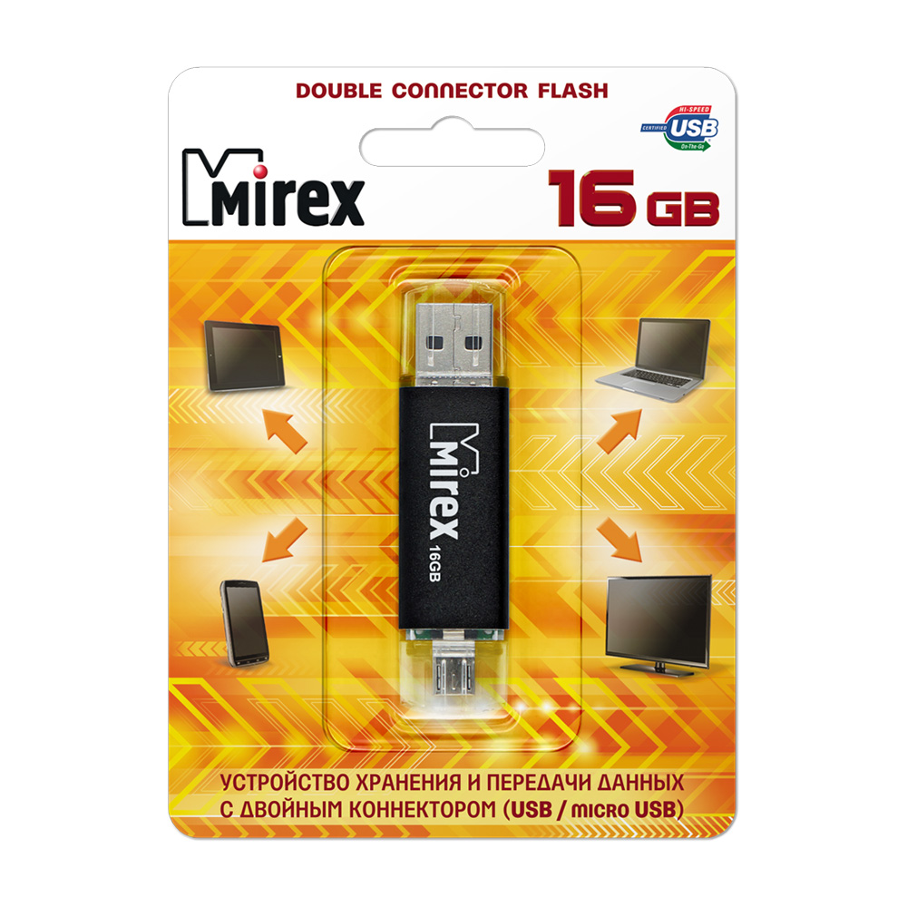 Флешка 16GB Mirex Smart, OTG, USB 2.0/MicroUSB, Черный
Флешка 16GB Mirex Smart, OTG, USB 2.0/MicroUSB, Черный