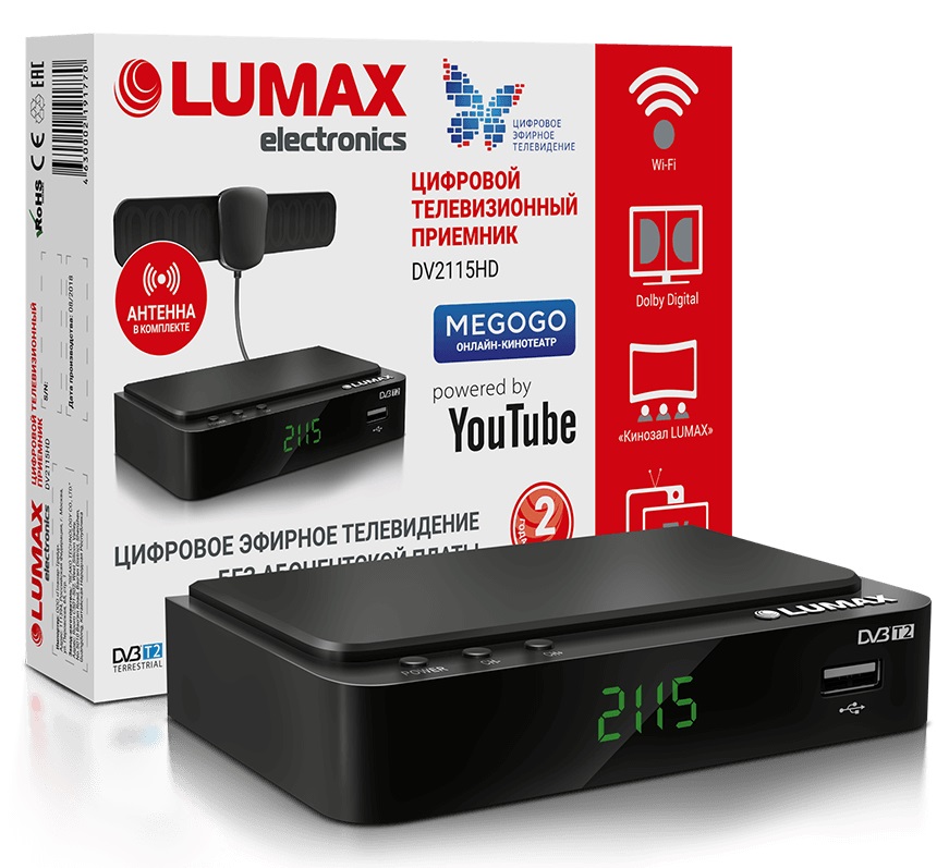 TV-тюнер DVB-T2 Lumax DV2115HD
TV-тюнер DVB-T2 Lumax DV2115HD