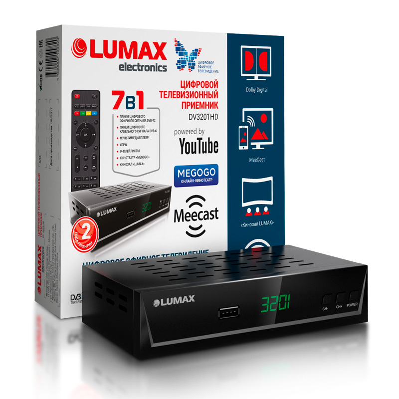 TV-тюнер DVB-T2 Lumax DV3201HD
TV-тюнер DVB-T2 Lumax DV3201HD