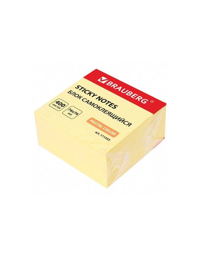Блок самоклеящийся (стикеры) BRAUBERG 76х76 мм, 400 листов, желтый, 111353
Блок самоклеящийся (стикеры) BRAUBERG 76х76 мм, 400 листов, желтый, 111353